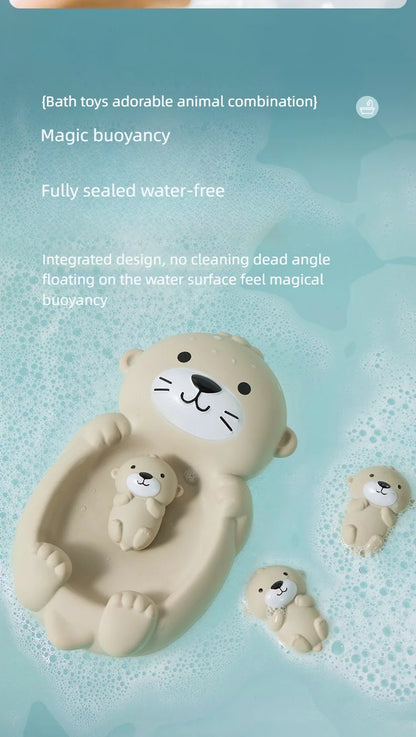 Baby Bath Toys Floating Animal Otter Hippo Seal Kid Bathroom Shower Basketball Hoop Game Children Swimming Pool Water Play Gift