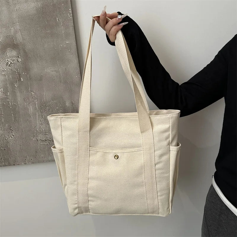 Homefish Capacity Canvas Tote Bags for Work Commuting Carrying Bag College Style Student Outfit Book Shoulder Bag Shopping Bag