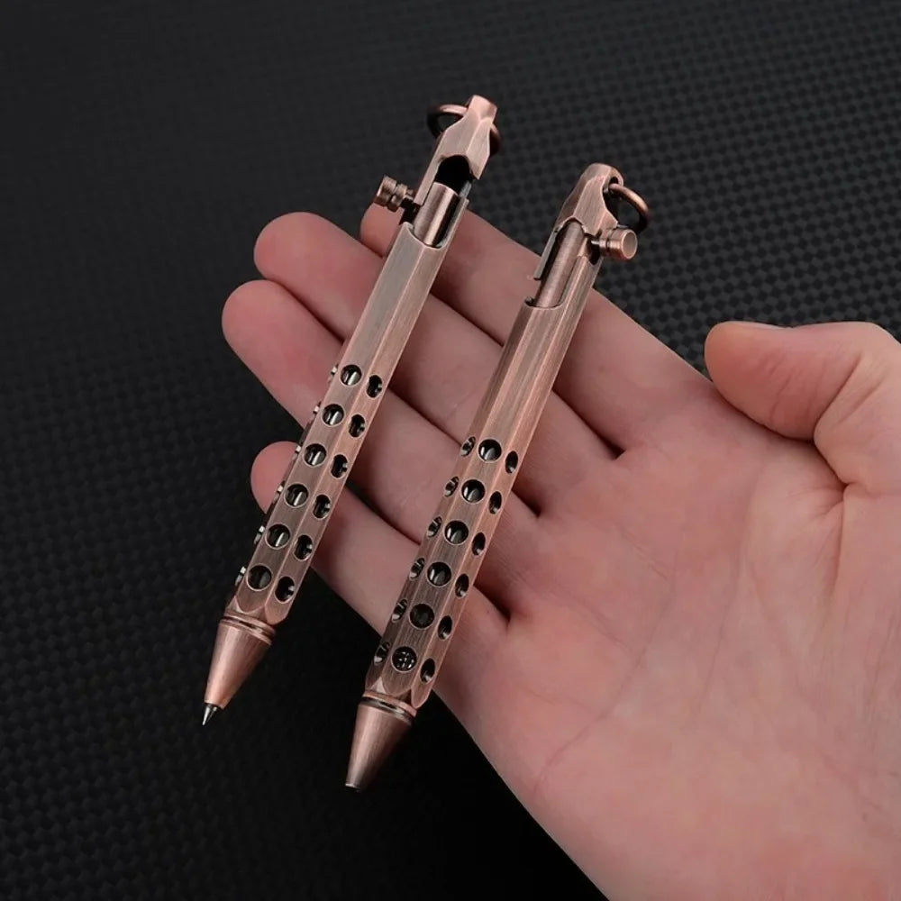 Portable Brass Pen Medium Point 1.0mm Retro Ballpoint Pen Bolt Action Smooth Writing Signature Pen