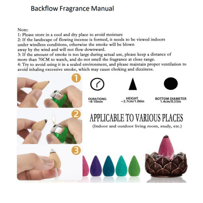 Mixed Natural Incense Rose Jasmine Lavender Osmanthus Sakura Smoke Cone Reflux Tower Incense Backflow Incense Bullet