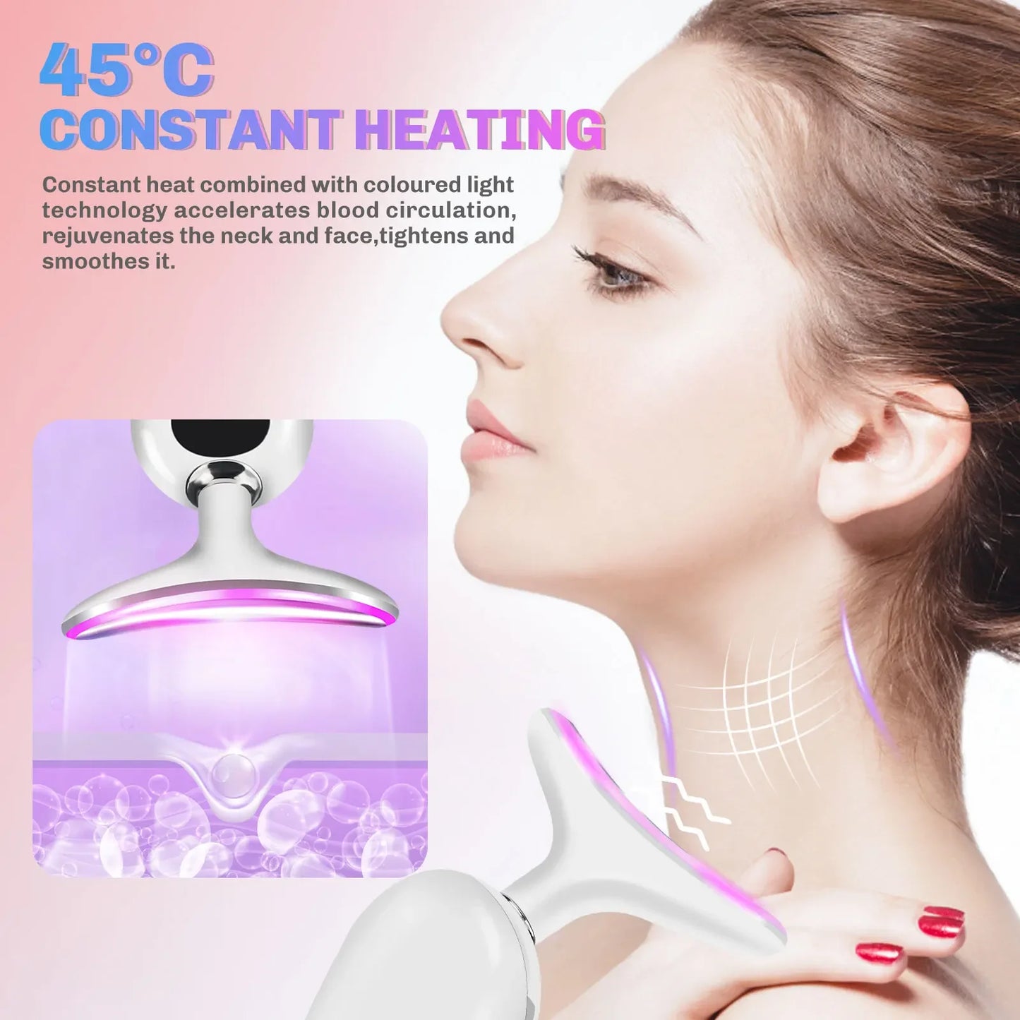 EMS Beauty Neck Instrument Microcurrent Face Neck Beauty Device LED Photon Reduce Double Chin Anti Wrinkle Tightening Neck Skin