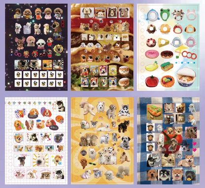 Cute Pets Theme Sticker Book 30 Sheets/Bag with Ring Binding for Scrapbooking DIY Collage Material Background Decoration