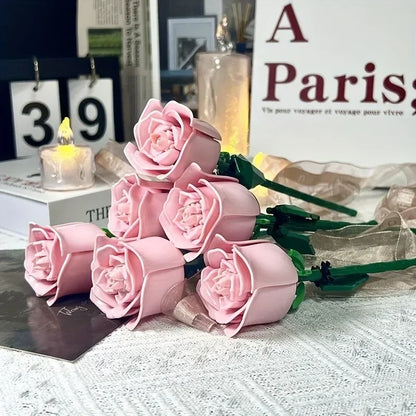 KNEW BUILT DIY Rose Flower Arrangement Building Block Toys-Enjoy Life,Loved by Girl,Create Your Favorite Bouquet,Home Decoration