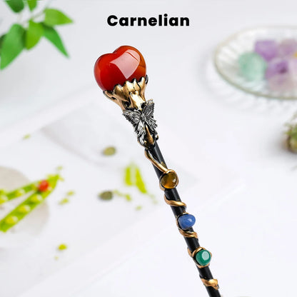1PC Amethyst Rolling Stone Magic Scepter Natural Stones Fairy Lucky Tumble Stone Gem Scepter Decorative Fairy Magic Stick