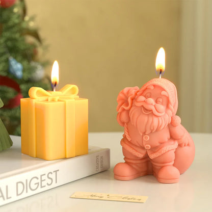 Christmas Santa Claus Silicone Candle Molds Aromatherapy Gypsum Soap Baking Mould Festival Ornament Decor Xmas Gifts Making Mold