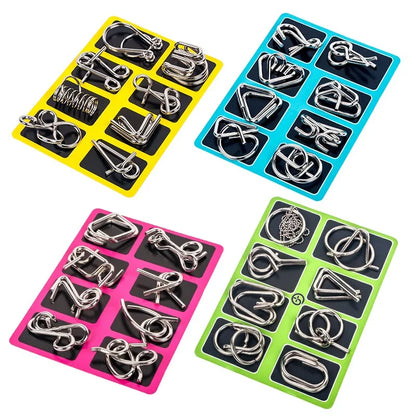 8Pcs/Set Metal Montessori Puzzle Wire Mind Brain Teaser Puzzles Children Adults Interactive Game Reliever Educational Toys
