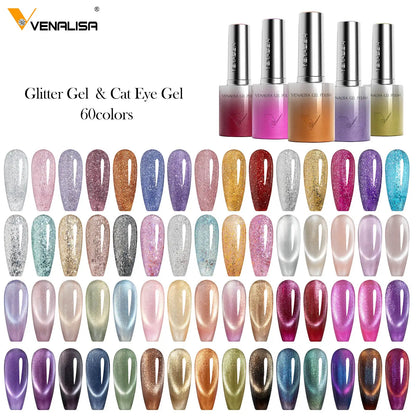 VENALISA 10ml Nail Gel Polish 90Colors HEMA/TPO Free UV LED Soak Off Long Lasting High Gloss Base TopCoat for Salon DIY Manicure