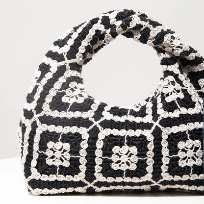 Pattern Hollow Woven Handbag，Bohemia Beach Bags for Women，Crochet Set，Beach Accessories Women，Travel Must Haves（Random Pattern）