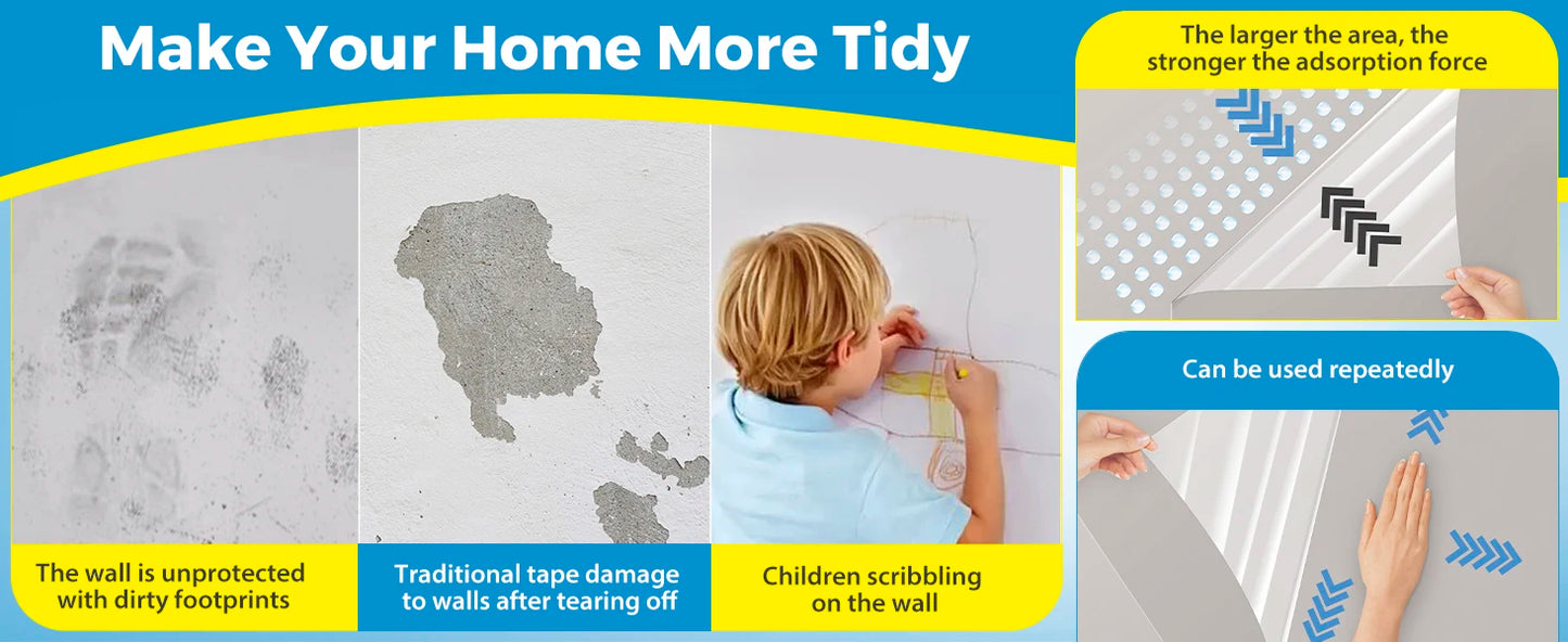 45cm Electrostatic Wall Protective Film Transparent Non-adhesive Adsorption Wall Stickers Waterproof And Dirt-resistant