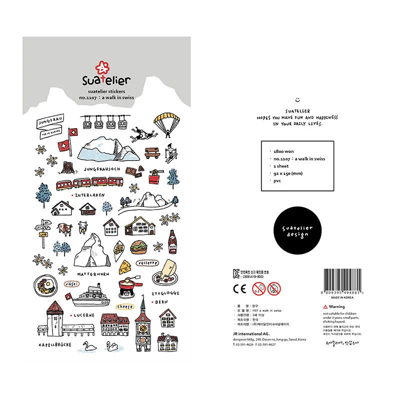 Korean Brand Suatelier Collection Daily Food Vlog Stickers DIY Scrapbooking Journey Diary Stationery Stickers Supplies