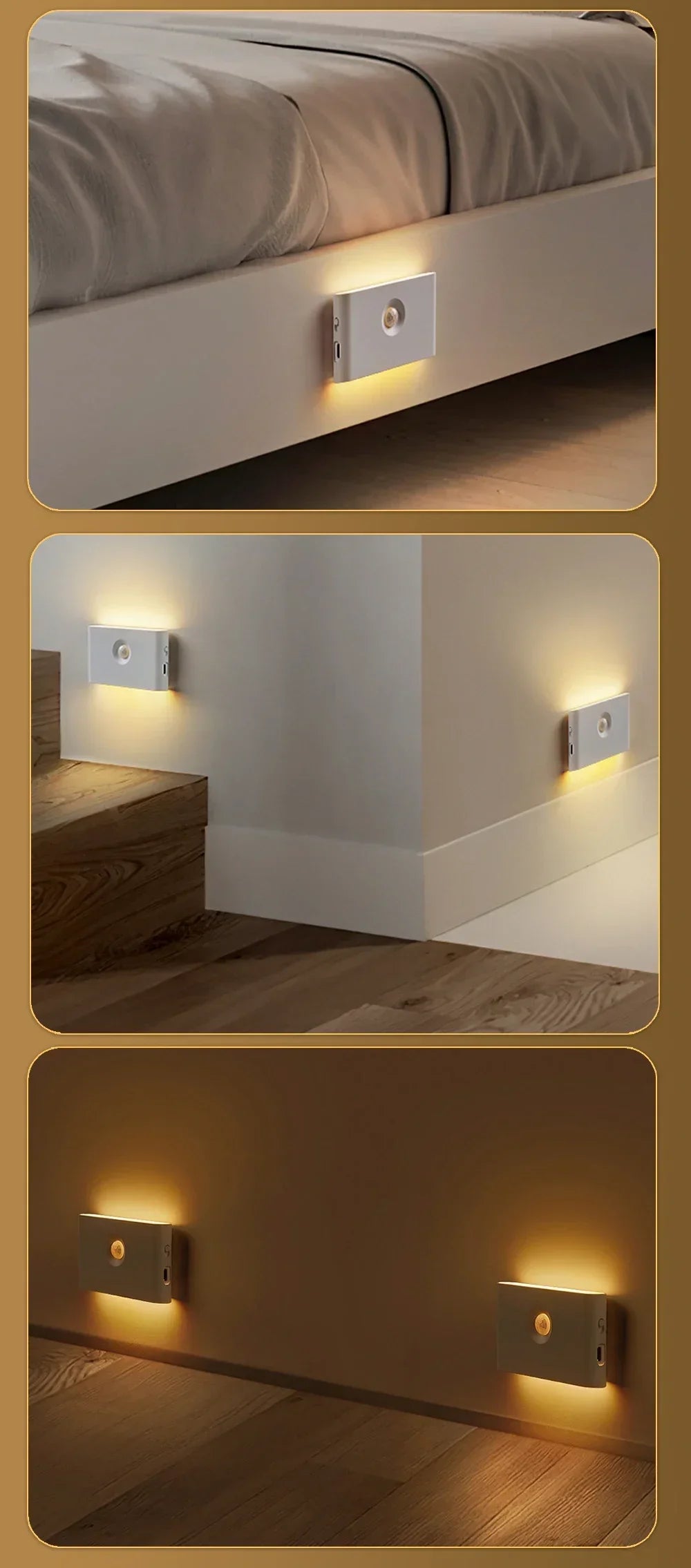 Mini LED Intelligent Sensor Night Light Wireless USB Rechargeable Motion Sensor Wall Light for Bedroom Corridor Cabinet Lighting