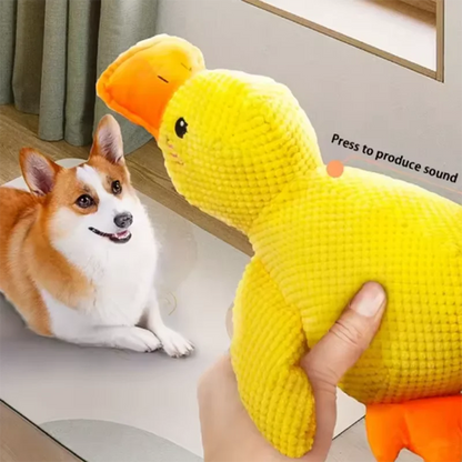 Dog sleeping with a dog hug duck toys to relieve boredom of little yellow duck pet interactive plush doll pet supplies