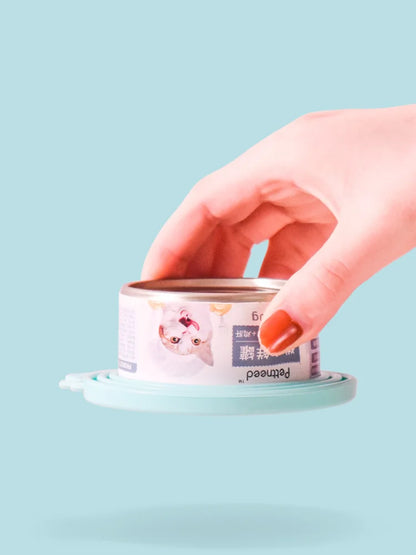 Pet Can Lid Fresh Silicone Cat and Dog Can Seal Lid Universal Adjustable Seal Lid + Spoon Food Storage Tool