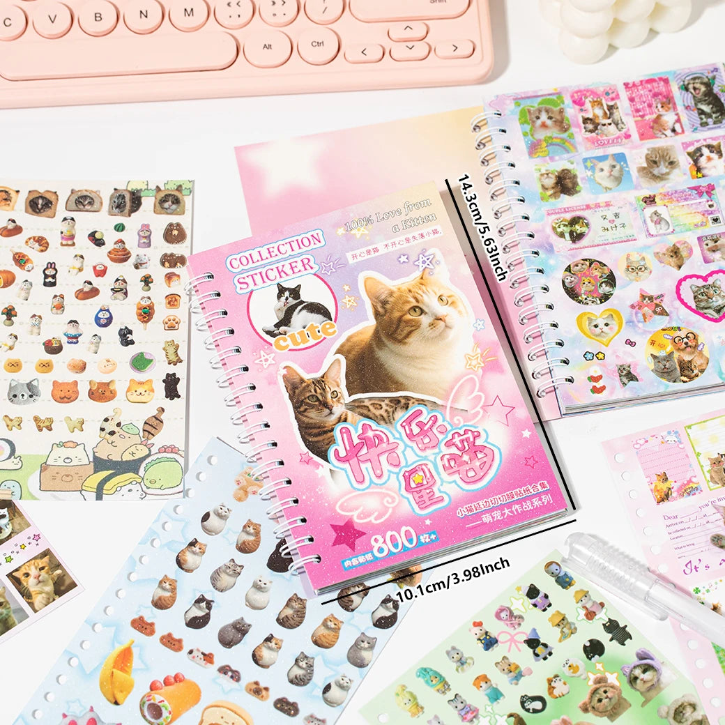 30Pcs/Book Cute Pet Battle Cut-Out Coil Sticker Book DIY Handbook Calendar Greeting Cards Diary Notebook Album Material Stickers