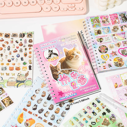 30Pcs/Book Cute Pet Battle Cut-Out Coil Sticker Book DIY Handbook Calendar Greeting Cards Diary Notebook Album Material Stickers