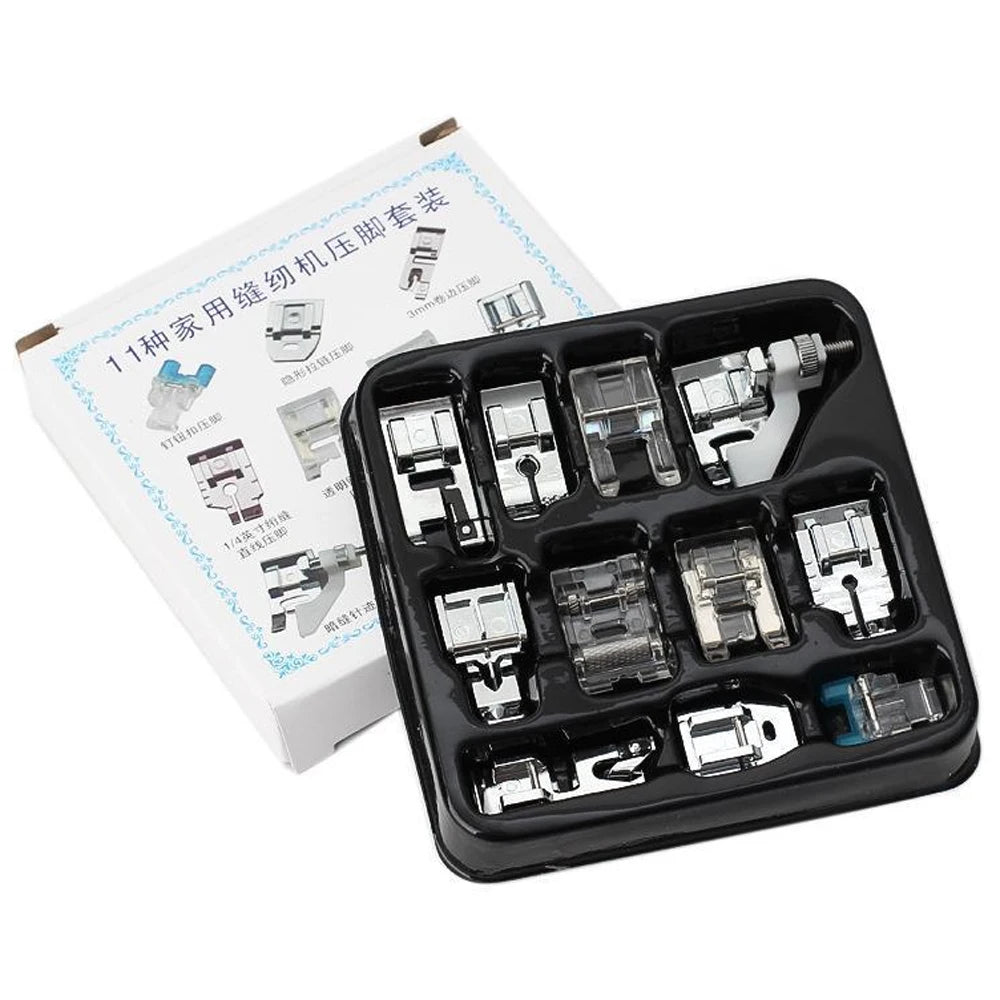 11 PCS Sewing Machine Presser Foot Set For Singer Brother Babylock Janome Snap On Low Shank Sewing Machine Accessories