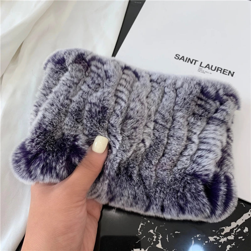 Women Handmade Stretch 100% Real Rabbit Fur Scarf Knit Genuine Rex Rabbit Fur Headbands Girls Natural Rabbit Fur Ring Scarves