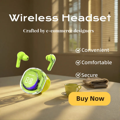 Transparent Shell Bluetooth Earphones Wireless In-Ear Headphones with Microphone for Sports And Running Headphones Game