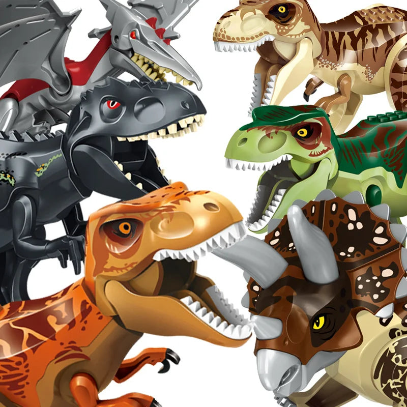 Jurassic World Brutal Raptor Building Blocks Dinosaur Model Tyrannosaurus Indominus T-Rex Assemble Educational Toy For Kids Gift
