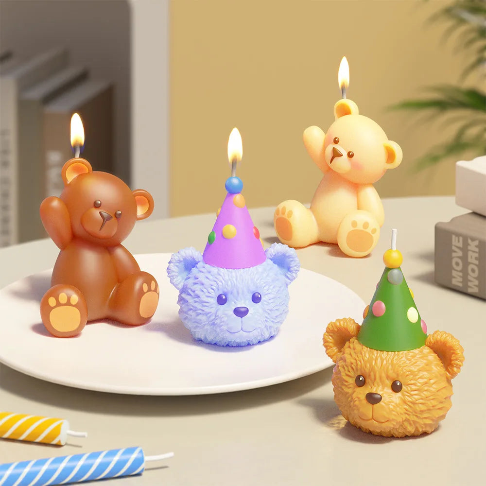 3D Cute Bear Resin Mold for Candle Soap Making Silicone Fondant Chocolate Candy Molds for Cake Decor DIY Art Crafts Gifts Mould