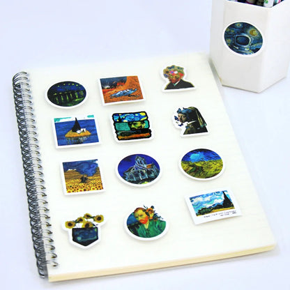 100Pcs Van Gogh Cute Stickers Pack Aesthetic Stationery Supplies Lot Korean Paper Kawaii Office Teacher School Diary Decoration