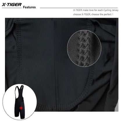 X-TIGER Cycling Bibs Shorts Bike Tights Triathlon 5D Gel Padded Pro Lycra Bicycle Shorts Breathable Man Mountain Biking Shorts