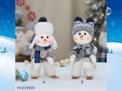 New Year Valentine's Day Plush doll toy cute skiing rocking snowman decorations plush toy holiday party house gifts for girl