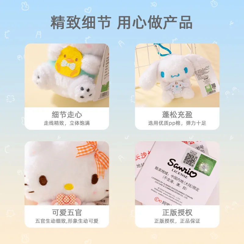 Genuine Sanrio Hello Kitty Kuromi Melody Pachacoo Cinnamoroll Stuffed Toy Pendant Cute Plush Toys Keyring Keychain Birthday Gift