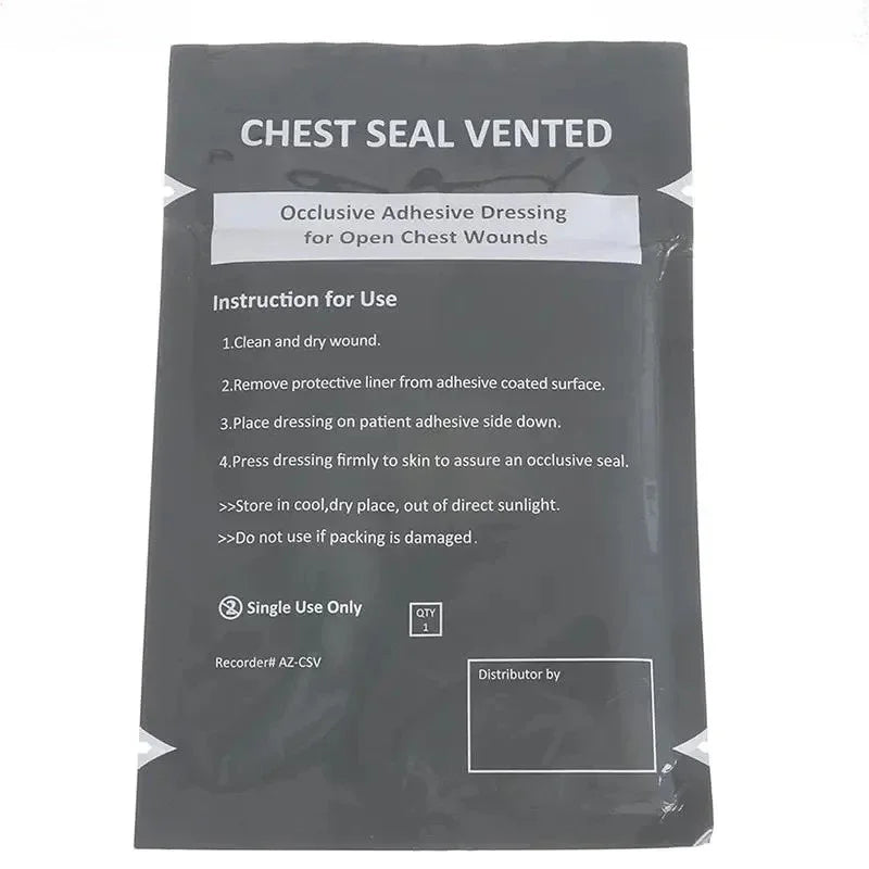 Chest Seal Wound Care for Emergency or Tactical Situations Advanced Adhesive Sterile Transparent Lightweight Vent Life-Saving