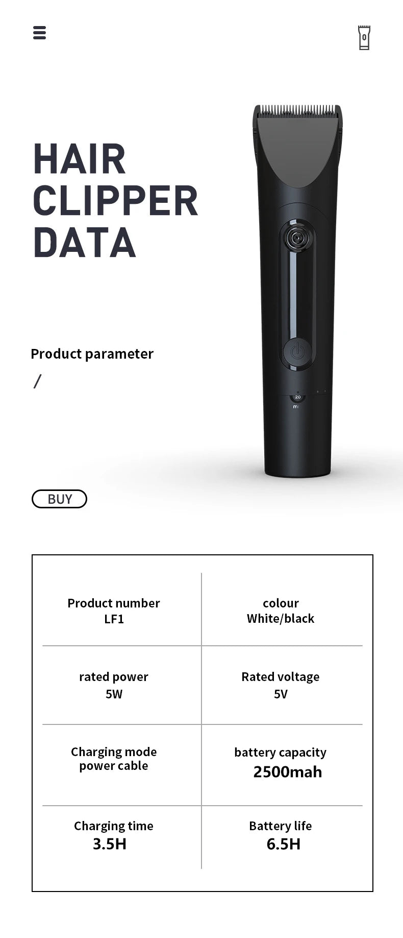 New Mijia Professional Clipper Hair Clipper 3 -Gear Adjustment  IPX7 Waterproof Hair Trimmer Machine With Charging Base