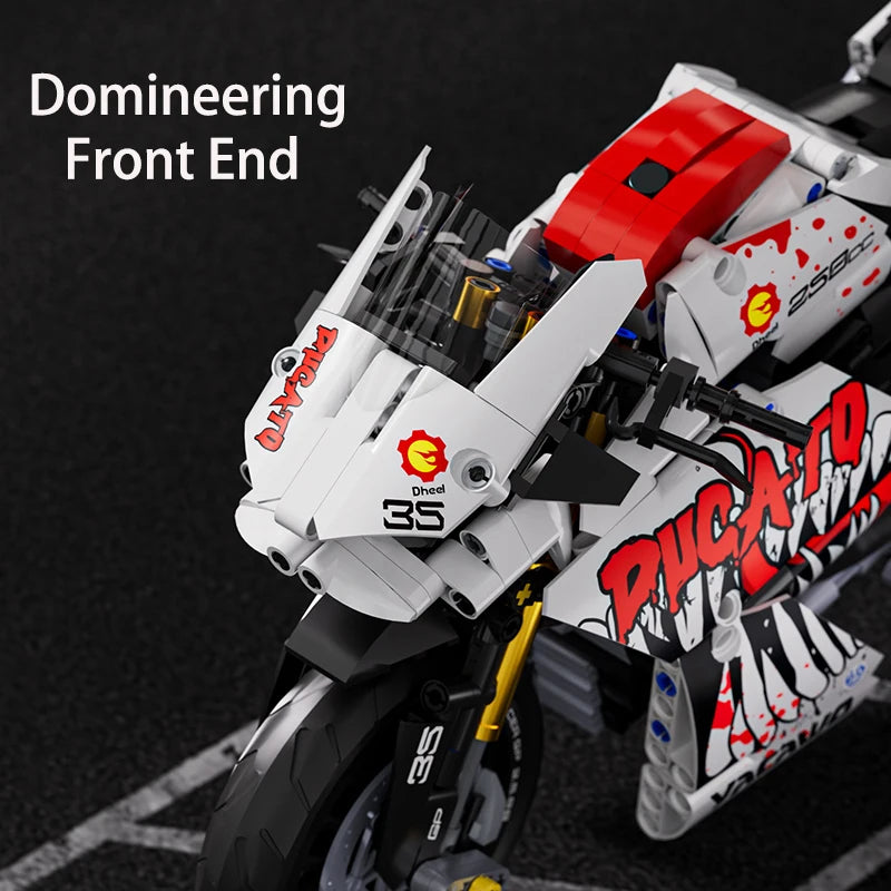 Technical V4 Motorcycle Building Blocks Set Famous Super Motorbike Model Kit Racing Bricks Teens Assembled Toys Gifts For Boys