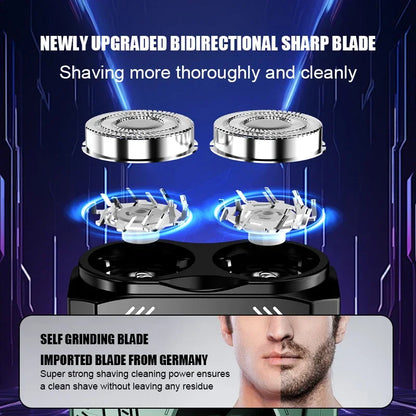 Men's Magnetic Double Blade Electric Shaver for Men Mecha Punk Style Rechargeable Shaver Powerful Beard Trimmer Razor Knife