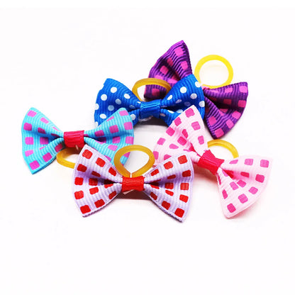 10PCS/30PCS Dog Bow with Rubber Band Dog Hair Accessories Handmade Movable Puppy Bows for Dogs Cats Cute Headband Accessories