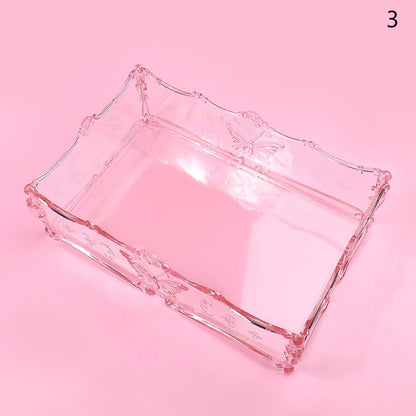 Cotton Pad Nails Storage Box Butterfly Transparent Pink Design Napkins Container Brush Organizer Makeup Case Nail Art Tools