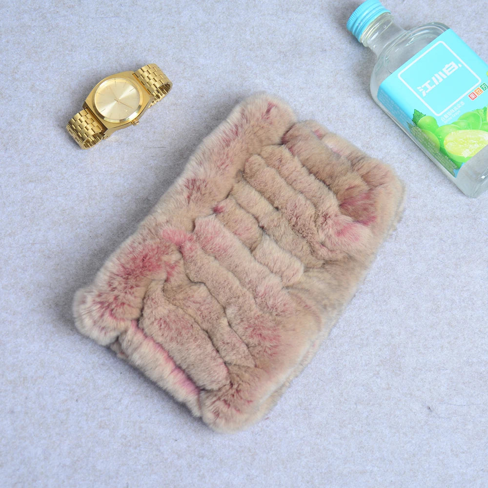 Women Handmade Stretch 100% Real Rabbit Fur Scarf Knit Genuine Rex Rabbit Fur Headbands Girls Natural Rabbit Fur Ring Scarves