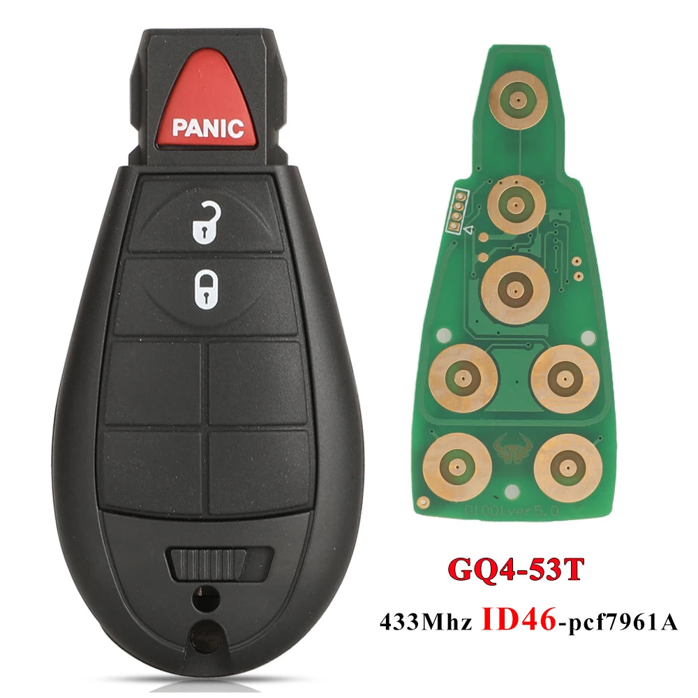 jingyuqin GQ4-53T Fobik Remote Car Key 433MHz ID46-PCF7961A Chip for Dodge RAM 1500 2500 3500 4500 2013-2018 56046953 68159655