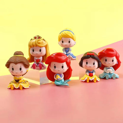 6 Pieces / Set Cartoon Princess Vinyl Figurine Cute Version Doll Action Figure Toys Collection Model Ornament
