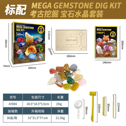 nationals geographics dig and discover gem stone crystal dig toy set child learning educational toy crystal mining kit Kids gift
