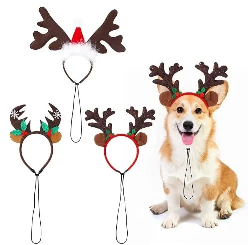 Christmas Decoration Pet Headwear Party Dress Up Antlers Hair Hoops Pet Supplies Christmas Hat Headbands Dog Elk Hair Hoops