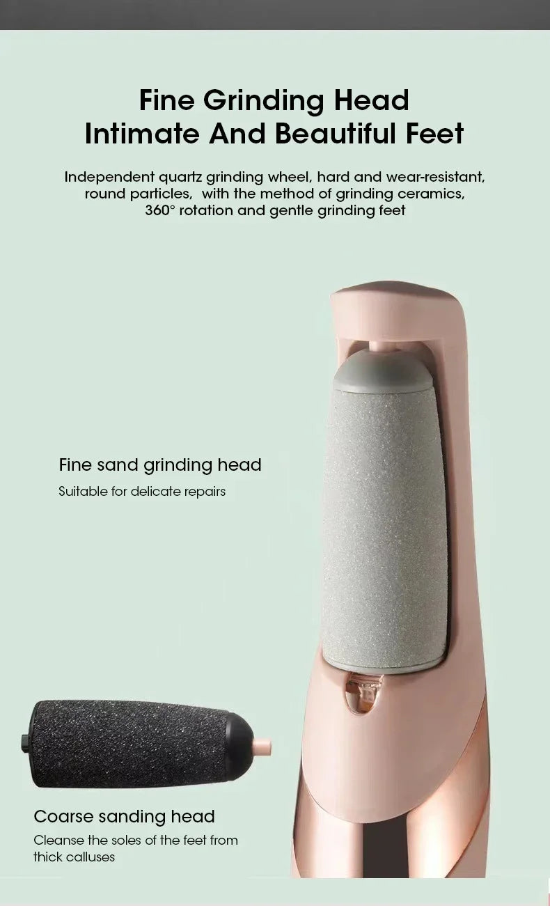 NEW in USB Electric Dead Skin Pedicure Automatic Foot Grinder Rechargeable Roller Feet Pedicure Tool with Removable Roller Heads
