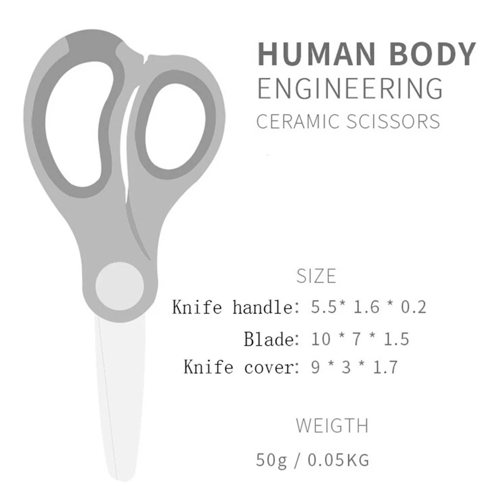 Ceramic Scissors for Baby Food,Portable Food Cutting Shears with Dust Cover for Kitchen,Multi-purpose Non-slip Food Cutting Tool