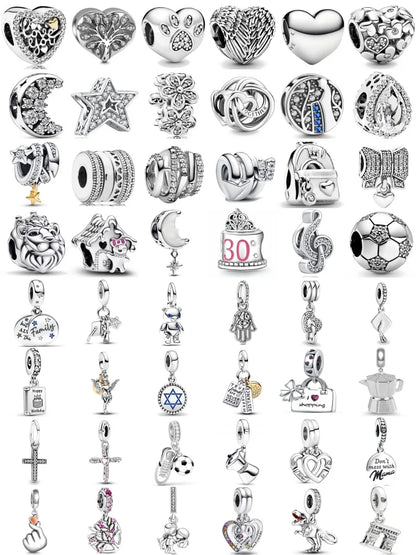 2025 New S925 Silver Spring Ball Bear Cross Pendant Suitable for Original Bracelets DIY Accessories Women's Charm Jewelry Gifts