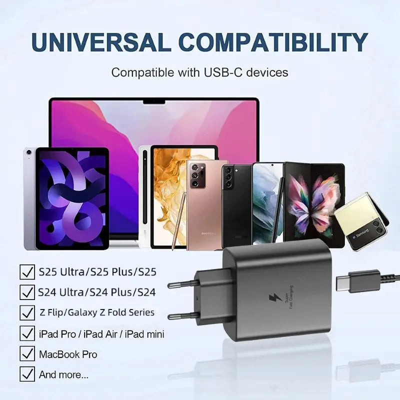 45W Original Samsung Charger Fast Charge Type C Adapter for Galaxy S26+ S25 Ultra S24 FE S23 A07 A55 Note 20 5G F70e F56 F07 F16