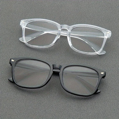 1pc Square Rivet Fashion Anti Blue Light Glasses for Daily Commute, Fashion Glasses|Riveted Frame Design|Lightweight Eyewear