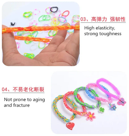 Creative Colorful Loom Bands Set Rainbow Bracelet Making Kit DIY Rubber Band Woven Bracelets Craft Toys For Girls Birthday Gifts