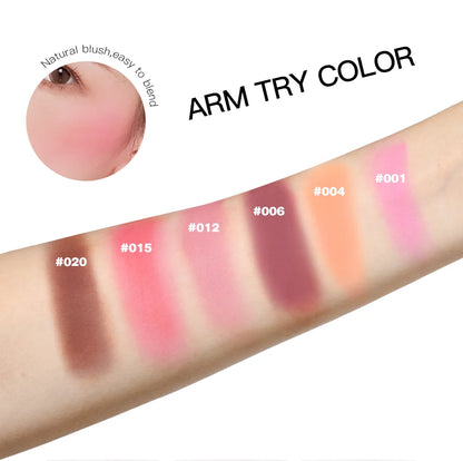 2pcs Matte Embossed Blush & Brush Long Lasting High Pigmented Multi-Purpose Blush Palette Pink Natural Color Rendering Cosmetics
