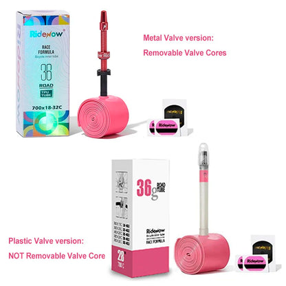 RideNow 700c Tpu Inner Tube 700Cx18-32C/32-47C Road Gravel Bike Plastic Valve & Removable Metal Valve Core External Thread Tube
