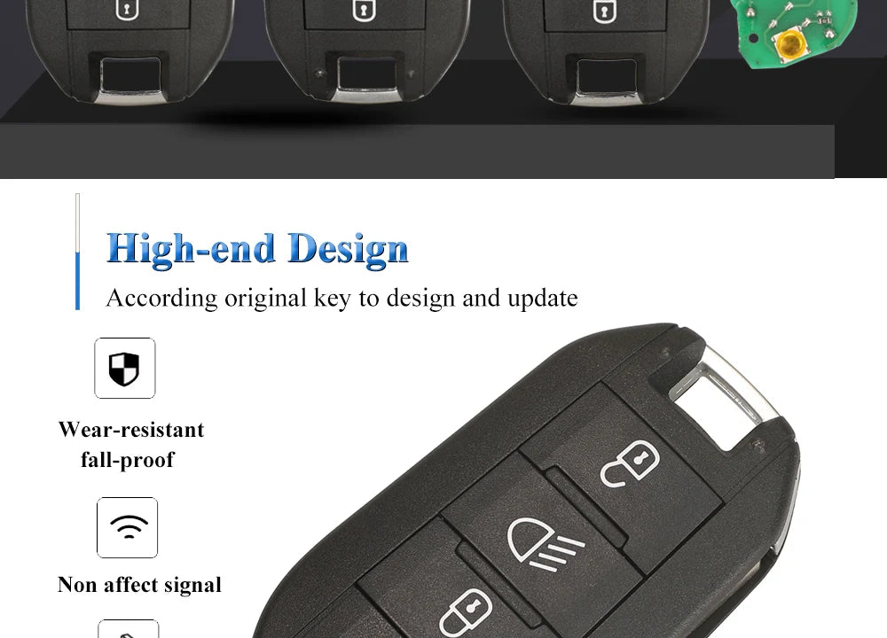 jingyuqin 433.92Mhz ID46-pcf7941 Car Remote Key 2/3 Buttons Fob For Peugeot 508 208 2008 301 308 5008 Citroen C-Elysee C4-Cactus