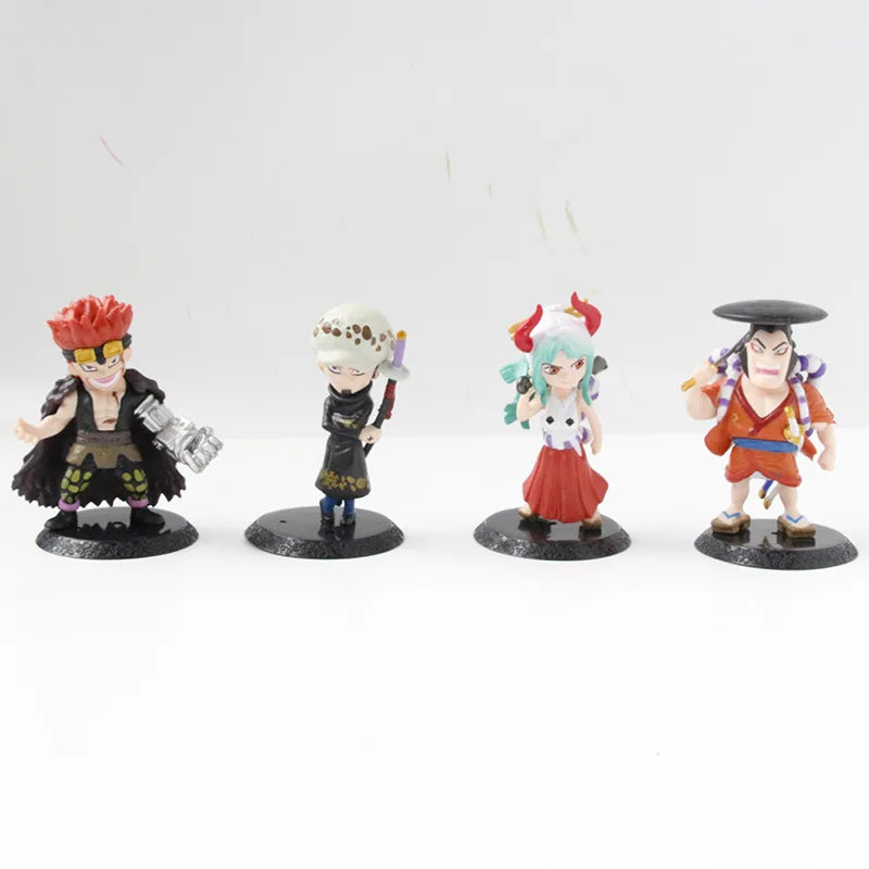 8pcs/set ONE PIECE Luffy Zoro Ace Sabo Shanks Nami Yamato Law Action Figure Collection Anime Model Doll Toys Ornament