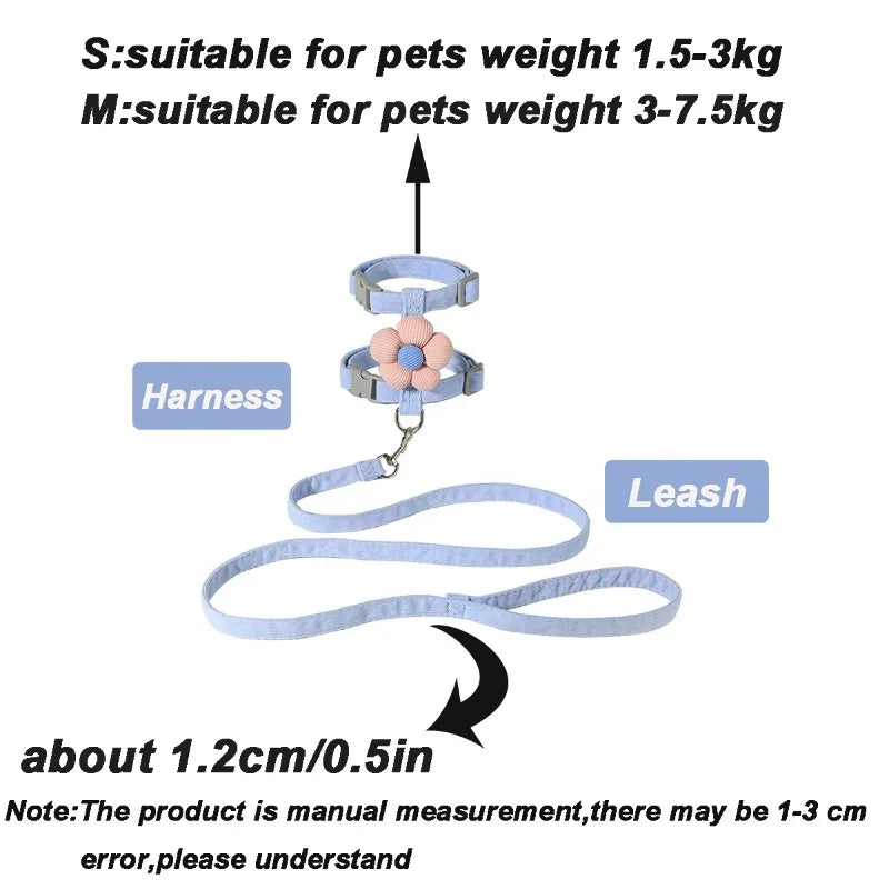 Cat Harness and Leash Sets Adjustable Dog Harness for Small Dog Leash Breashable Pet Harness Out Walking Dog Strap Cat Accessory